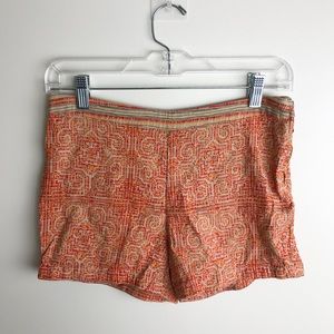 FREE PEOPLE Orange and Red Geo Printed Shorts